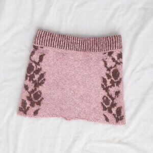 Designer Flower Alpaca Yarn Knit Skirt XS/S
